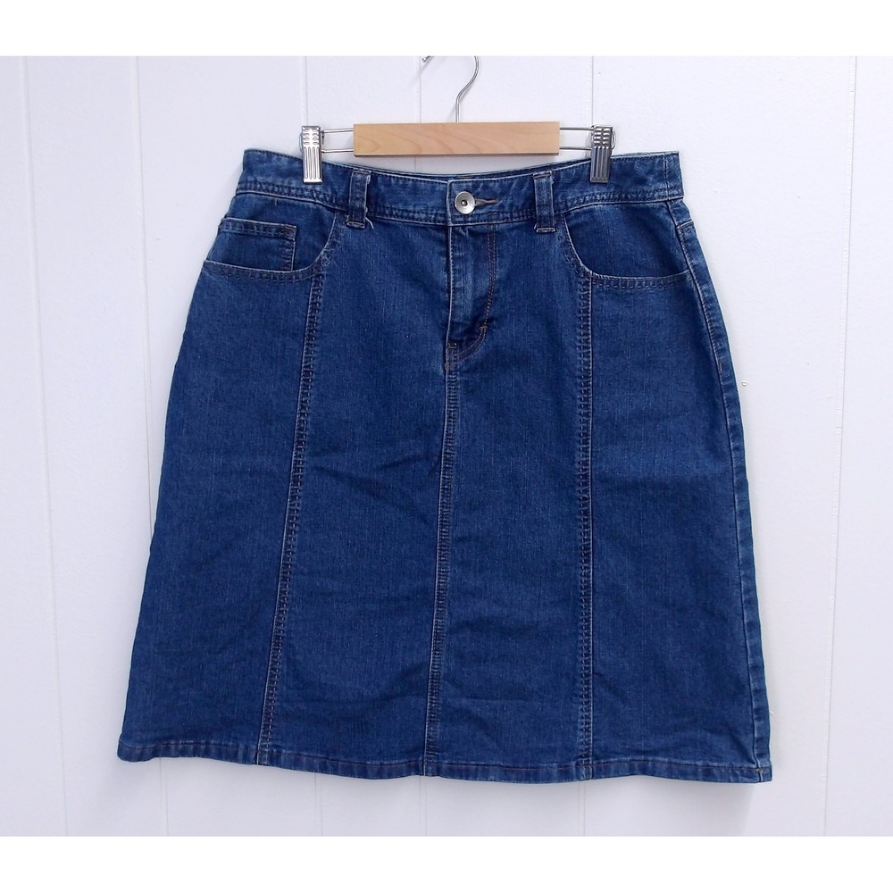 Christopher & Banks Denim‎ Jean Skirt Women's Size 8 Dark Wash / #1049